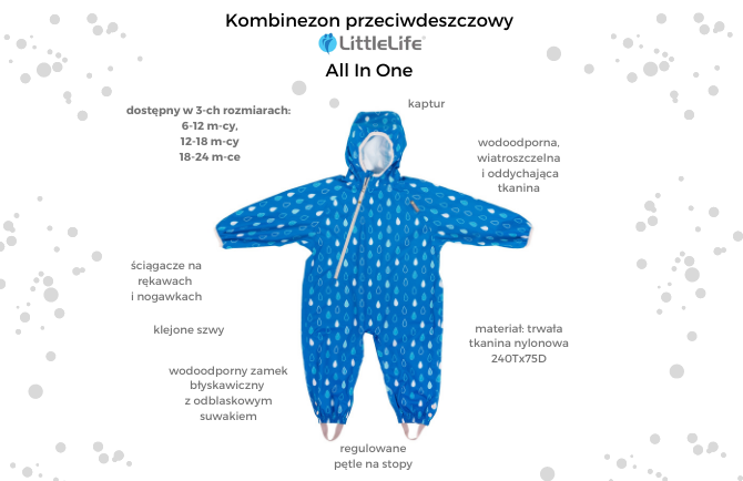 Kombinezon przeciwdeszczowy All In One LittleLife - Raindrops 18-24m